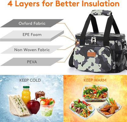 Lifewit Insulated Lunch Bag - Soft Cooler Tote for Men & Women | Camouflage, 12-Can Capacity (9L)