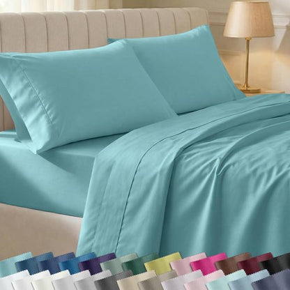 California Design Den 100% Cotton Queen Sheets Set - Silky Smooth Sateen Weave, 400 Thread Count, Deep Pockets - Teal