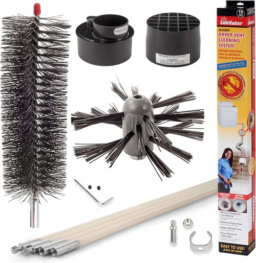 Gardus RLE202 LintEater Dryer Vent Cleaning Kit - Removes Lint, Extends Up to 12’ with 4 Flexible Rods