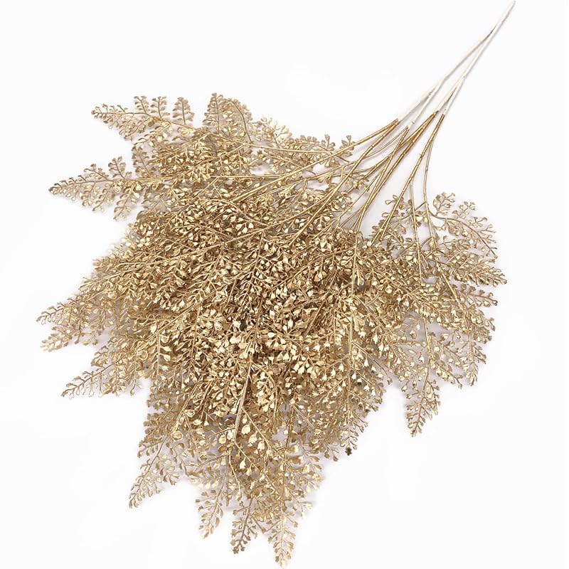 Tall 30-Inch Champagne Golden Artificial Leaves Plant - 2 Pack, Indoor/Outdoor Faux Shrubs