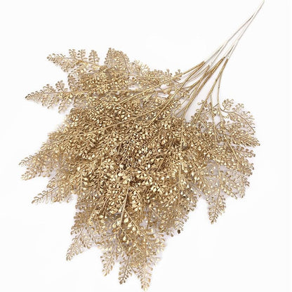 Tall 30-Inch Champagne Golden Artificial Leaves Plant - 2 Pack, Indoor/Outdoor Faux Shrubs