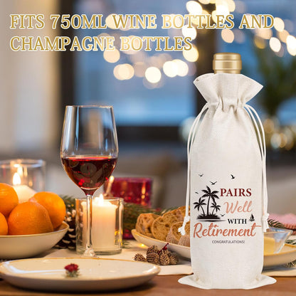Wxiben Retirement Wine Gift Bag - Retired Gifts for Women Men Pairs Well With Retirement Wine Bottle Bags Farewell Leaving Gift for Retired Teacher Employees Friend Coworkers Boss Nurse Doctor
