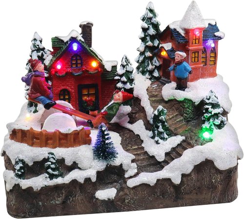 Christmas Village Rocking Seesaw - Animated Pre-Lit Winter Snow Town Decor | Ideal for Holiday Displays