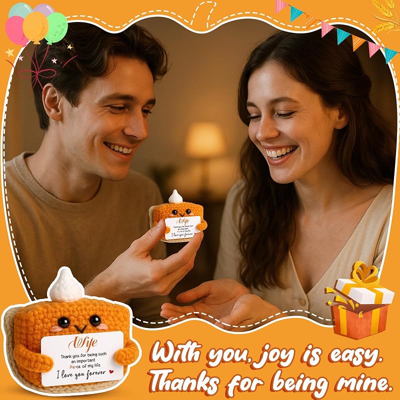 Wife Crochet Mini Pumpkin Pie Plush - Halloween Gift from Husband | 2.36" Decorative Plush