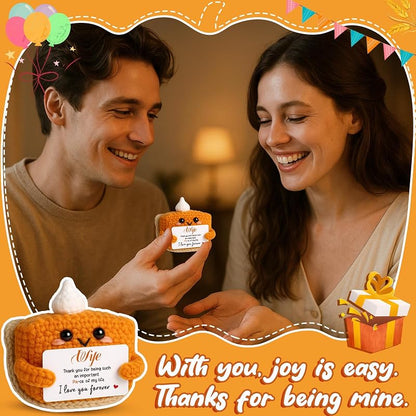 Wife Crochet Mini Pumpkin Pie Plush - Halloween Gift from Husband | 2.36" Decorative Plush