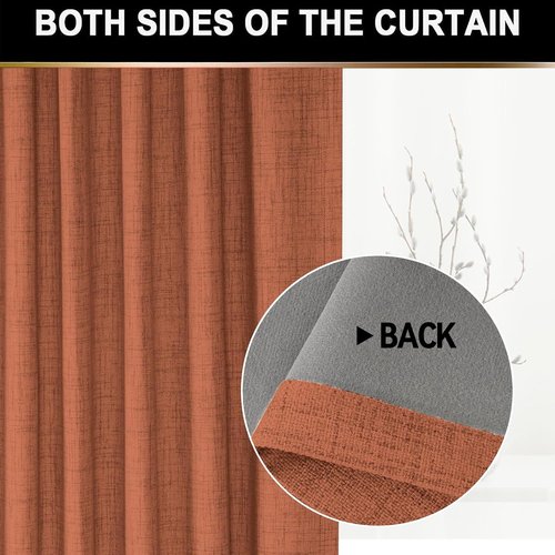 Blackout Shield 100% Blackout Curtains - Thermal Insulated Rod Pocket Drapes, 50W x 108L, Orange