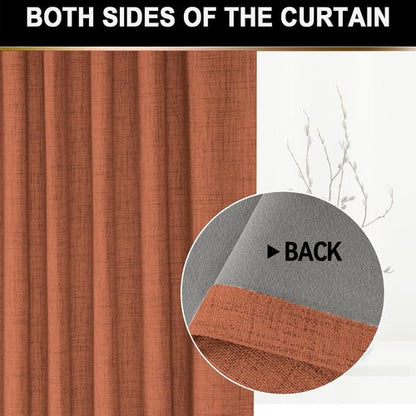 Blackout Shield 100% Blackout Curtains - Thermal Insulated Rod Pocket Drapes, 50W x 108L, Orange