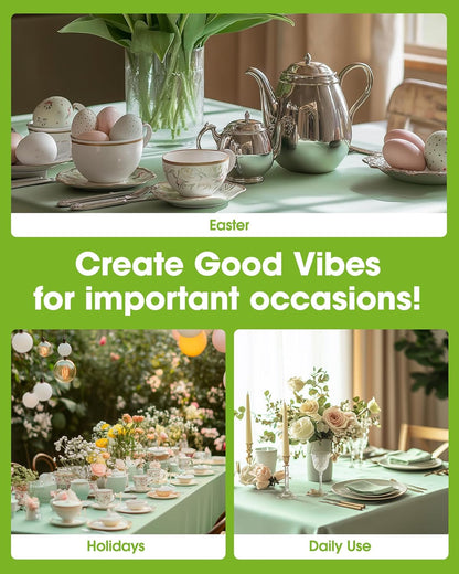 Pureegg Disposable Table Cloths - 12 Pack, 54 x 108 Inch, Leakproof Sage Green for Easter Parties