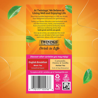 Twinings English Afternoon Black Tea - Smooth & Slightly Sweet - 20 Individually Wrapped Teabags