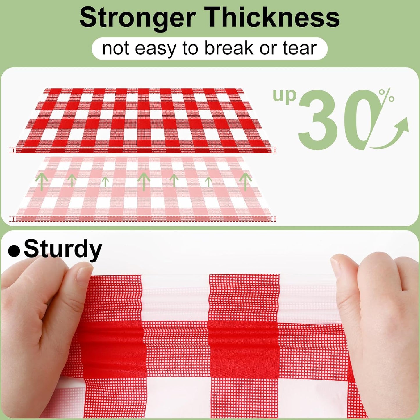 Misaya Buffalo Disposable Tablecloths - Waterproof Red & White Checkered | 54 x 108 Inch for Parties & Picnics