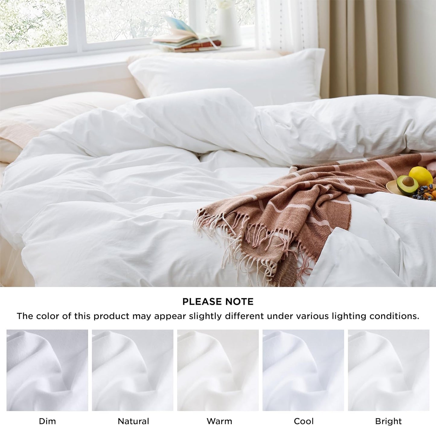Bedsure Duvet Cover Set - Extra Soft Prewashed Cotton-Like Polyester | Twin/Twin XL, White, 2 Pieces