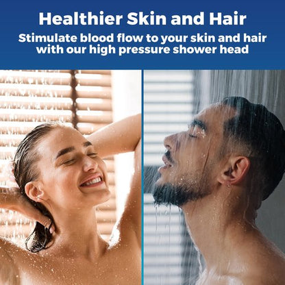 High Pressure Shower Head Anti-Clogging Silicone Nozzles 2.5 GPM Removable Restrictor - Easy to Clean - Easy to Install with Plumbers Tape - 6 inch - Brushed Nickel Finish (Brushed Nickel, 2.5GPM)