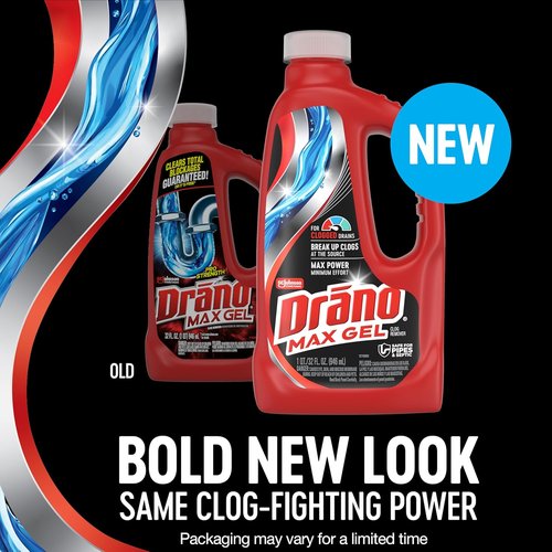 Drano Max Gel Drain Clog Remover - Fast-Acting Cleaner for Hair, Grease & Food Blockages | 32 Oz