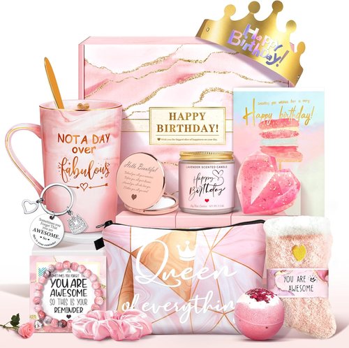 Jumway Not A Day Over Fabulous Mug Set - Funny Birthday Gift for Women | 14 Oz Ceramic Marble Design