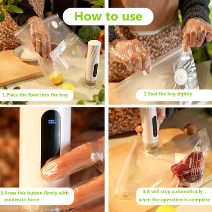 Skiennix Compact Vacuum Sealer - Portable Handheld Food Sealer with 80kPa Suction & 30 Reusable Bags