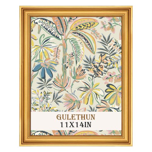 GULETHUN 11x14 Frame, Transitional Modern Design Picture Frames, Rustic Poster Frame for Home Decor, Gold Vintage Photo Frame, Horizontal or Vertical Display, Choose Size & Color