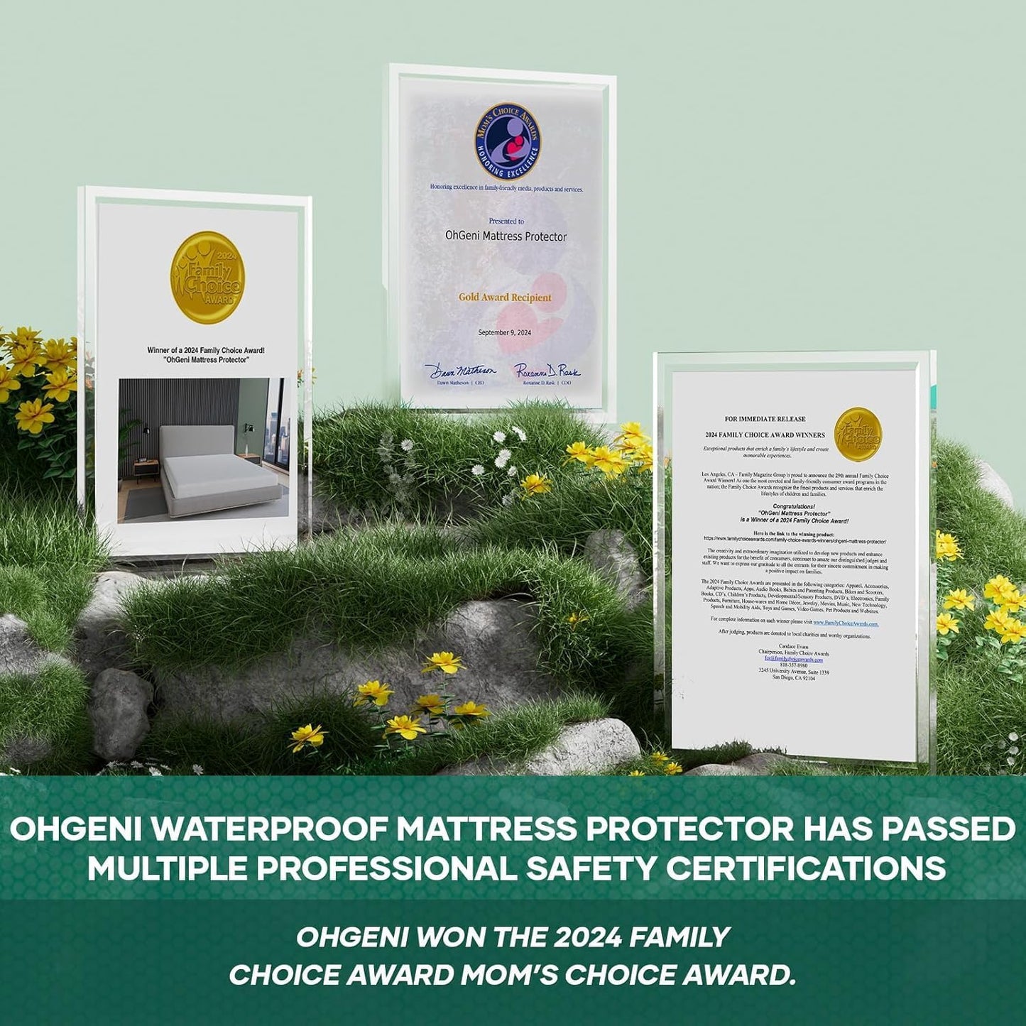 OhGeni Waterproof Mattress Protector - Twin Gray Deep Pocket, Cooling & Breathable, Soft & Noiseless