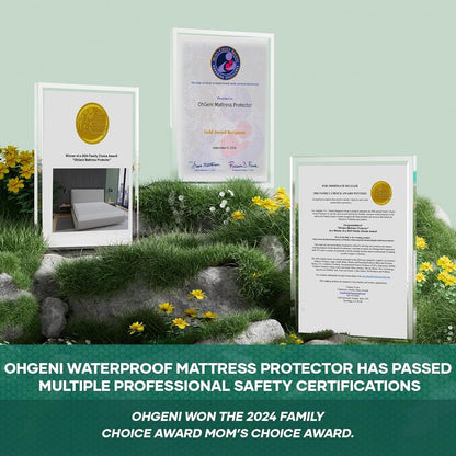 OhGeni Waterproof Mattress Protector - Twin Gray Deep Pocket, Cooling & Breathable, Soft & Noiseless