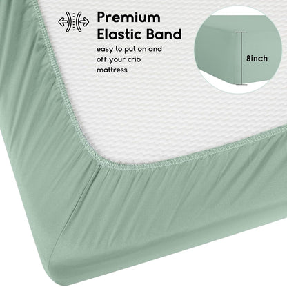 Yoofoss Fitted Baby Crib Sheets - Super Soft Microfiber 2-Pack for Standard Crib & Toddler Mattress | Green & Giraffe Design 28x52x8in