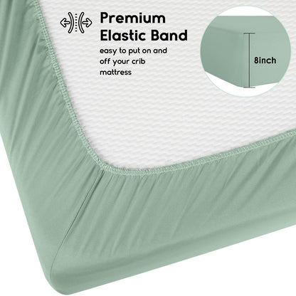 Yoofoss Baby Crib Sheets for Boys Girls, Fitted Crib Sheet 2 Pack for Standard Crib and Toddler Mattress, Super Soft Microfiber Baby Sheet 28x52x8in Green + Giraffe