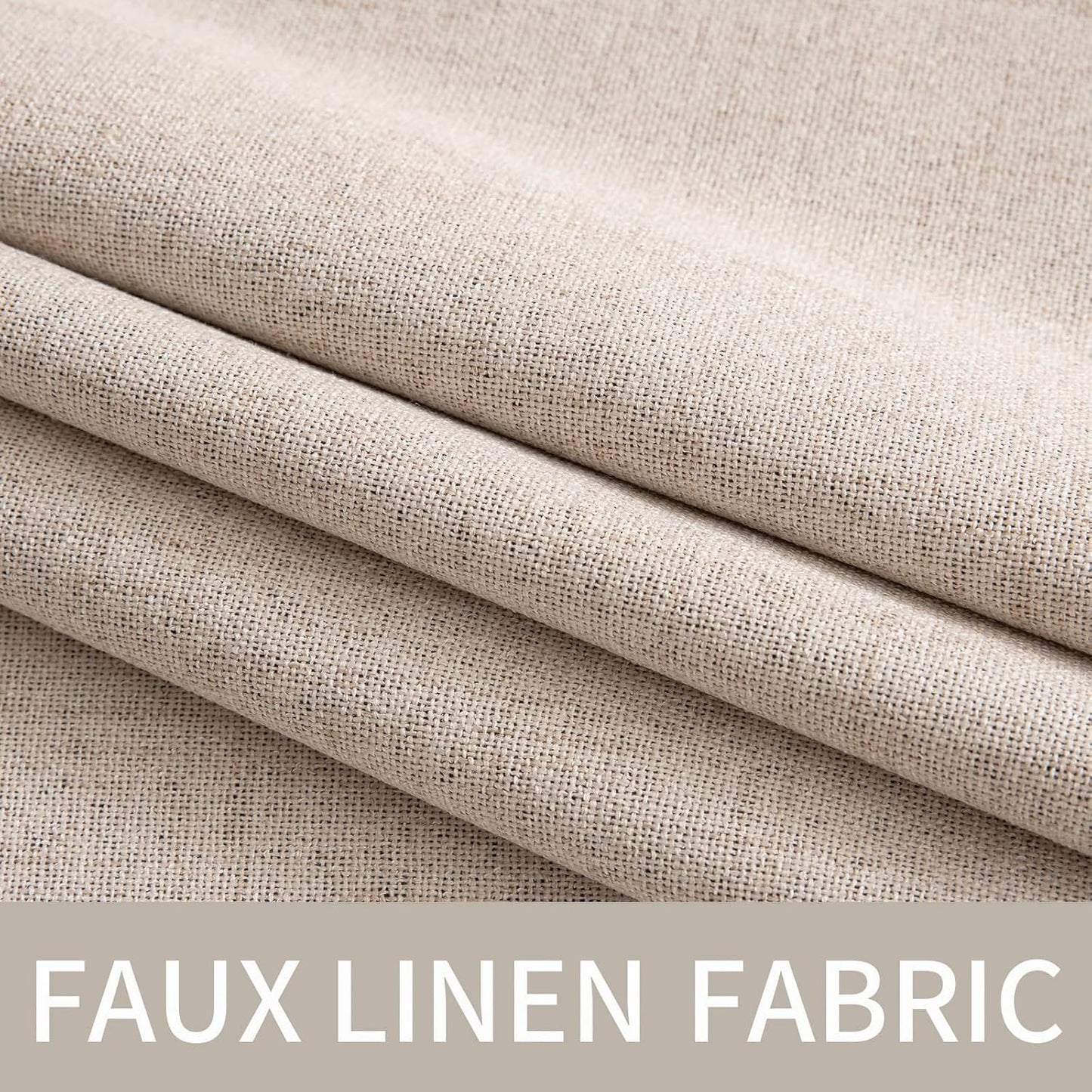 MIULEE Blackout Curtains - 100% Thermal Insulated Linen Texture Drapes | Natural Beige, 42 x 90 (2 Panels)