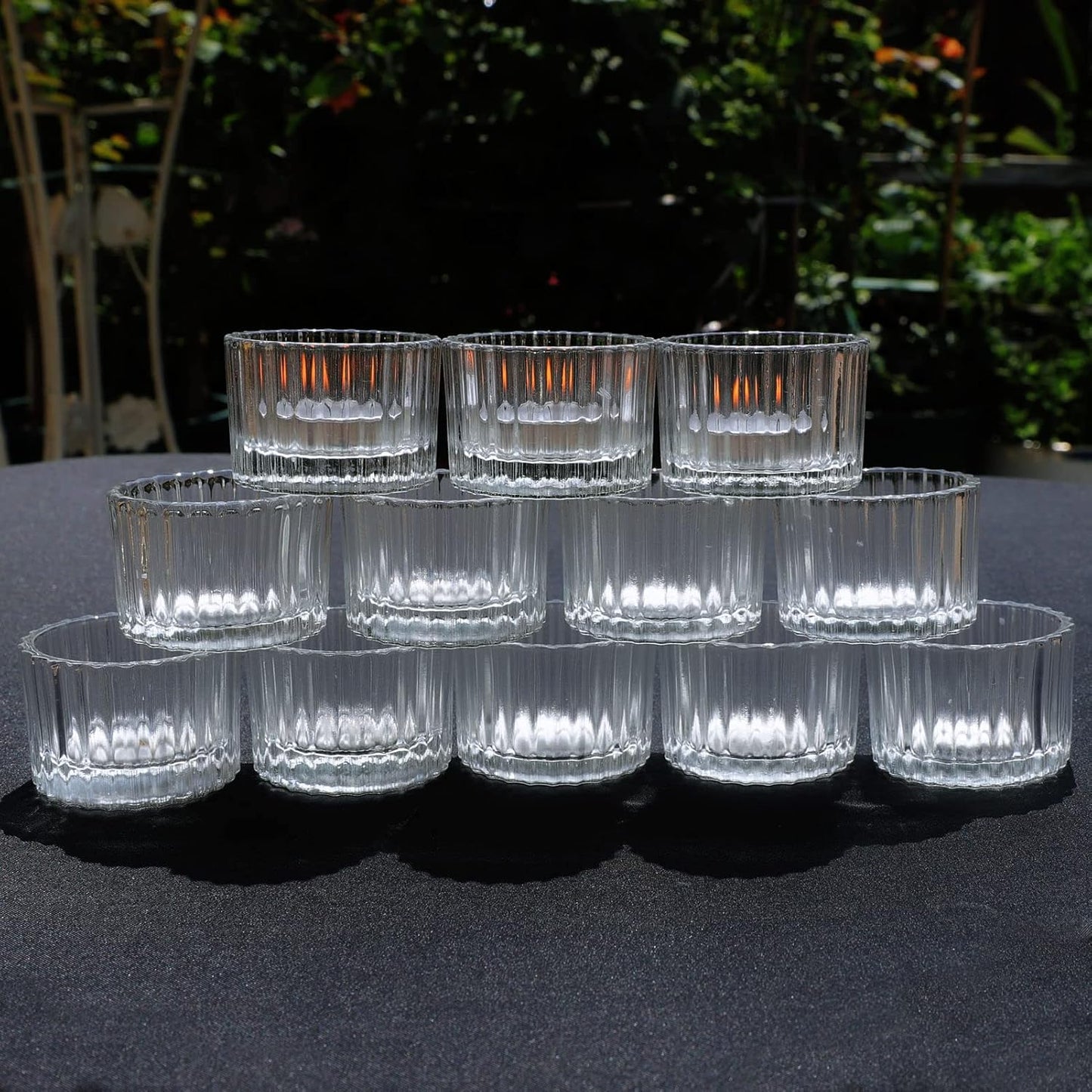 VOHO Clear Tealight Candle Holders - Set of 12 Glass Holders for Weddings & Home Decor (2'' x 1.4'')