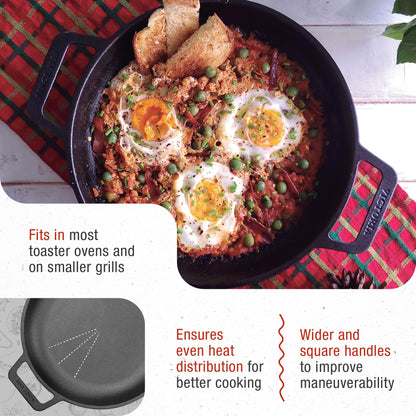 Victoria Cast Iron Round Skillet with Double Loop Handles, Made in Colombia, 10 Inches