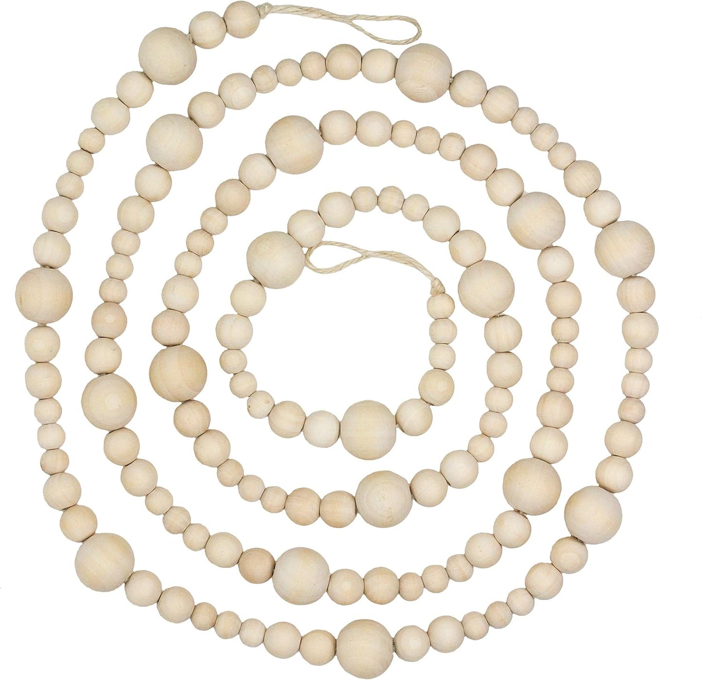 Skiennix 7ft Wood Bead Garland - Rustic Farmhouse Home Decor for Holiday & Christmas | Boho Wall Hanging
