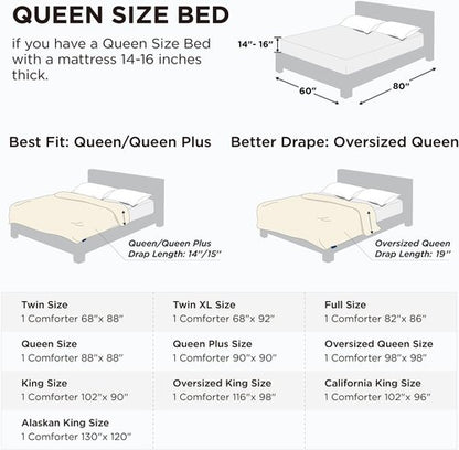 Bedsure Comforter Duvet Insert - All-Season Quilted Queen Size Bedding, GentleSoft Down Alternative, Light Grey 88 x 88 Inches