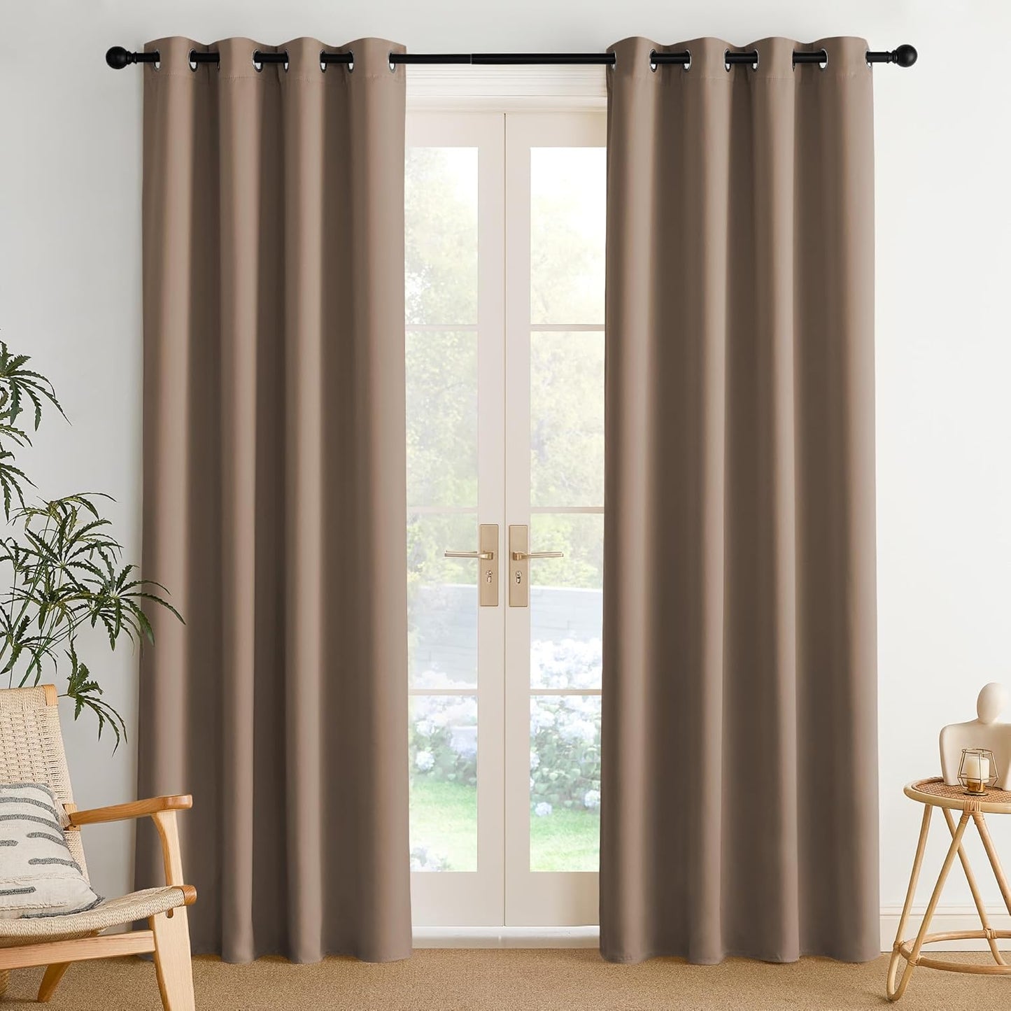 NICETOWN Room Darkening Curtains - 2 Panels in Cappuccino | W52 x L84 for Enhanced Privacy