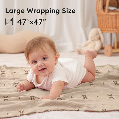 Yoofoss Organic Muslin Swaddle Blanket - Soft & Breathable 47 x 47 Inches for Newborns | Baby Essentials