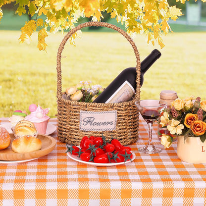 Regine Switzerland 12 Pack Orange Gingham Tablecloths - 54 x 108 Inch Waterproof Disposable Covers for Parties & Picnics