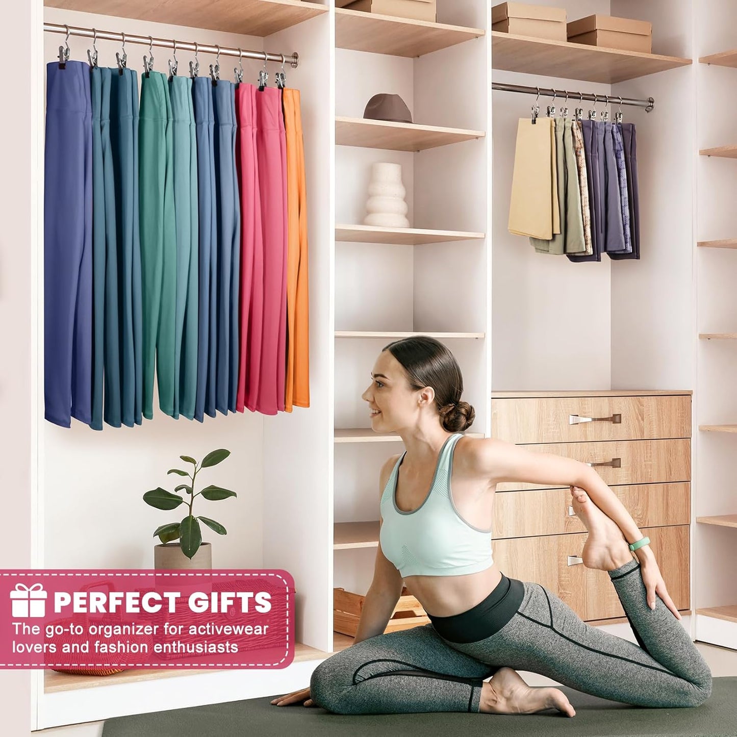 Skiennix 30-Pack Pants Hangers - Space-Saving Clip Organizers for Leggings, Jeans & Skirts