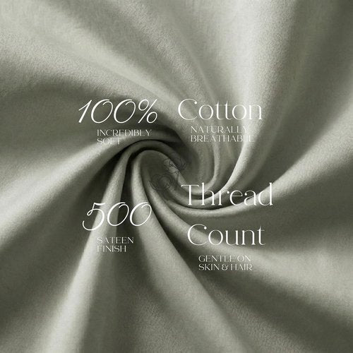 Beckham Hotel Collection Pillowcases - Queen Size Set of 2 | Cool Touch Cotton Sateen, 500TC, Aqua Gray