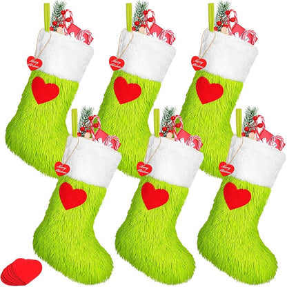 Cozypower 6-Piece Green Christmas Stocking Set – 18 Inch Faux Fur Holiday Stockings (Variation: 6)