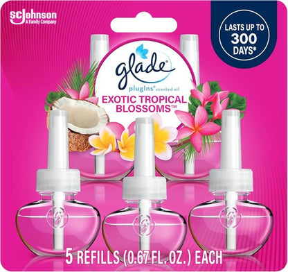 Glade PlugIns Refills Air Freshener - Exotic Tropical Blossoms Scent | 3.35 Fl Oz, 5 Count