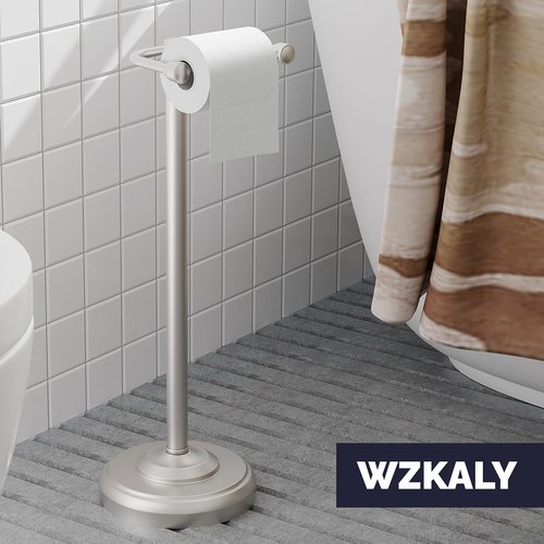 **Regine Switzerland Toilet Paper Holder - Brushed Nickel Free Standing Design with Stable Weighted Base**