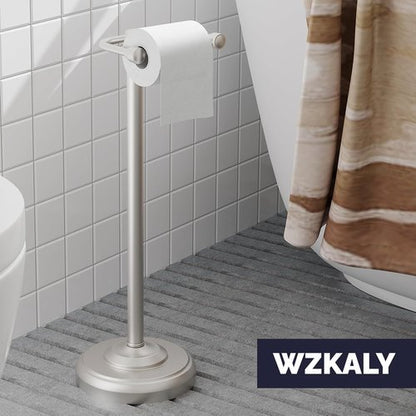 **Regine Switzerland Toilet Paper Holder - Brushed Nickel Free Standing Design with Stable Weighted Base**