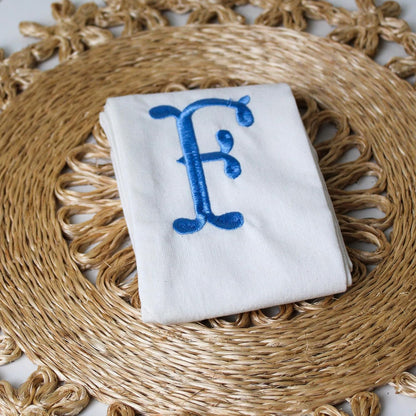 Monogram Wreath Sash - White Embroidered Linen Decor for Front Door | Perfect for Xmas, Weddings & Indoor/Outdoor Use