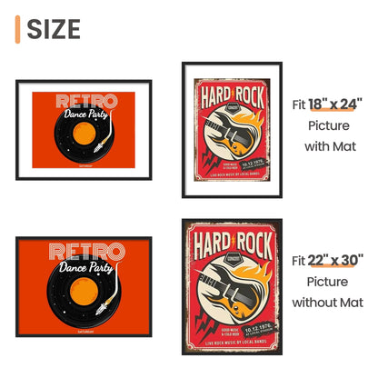 upsimples 22x30 Picture Frame, Display Pictures 18x24 with Mat or 22 x 30 Without, Wall Hanging Poster Frames, Black, 1 Pack