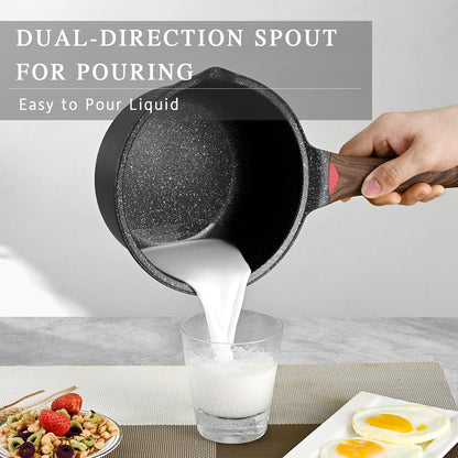 VINCHEF Nonstick Saucepan with Lid, 3QT Sauce Pan with Stay Cool Handle, Non Stick Small Cooking Pots Induction pot, Dishwasher Safe, Compatible for All Stove Top, PFAS and PFOA Free Black