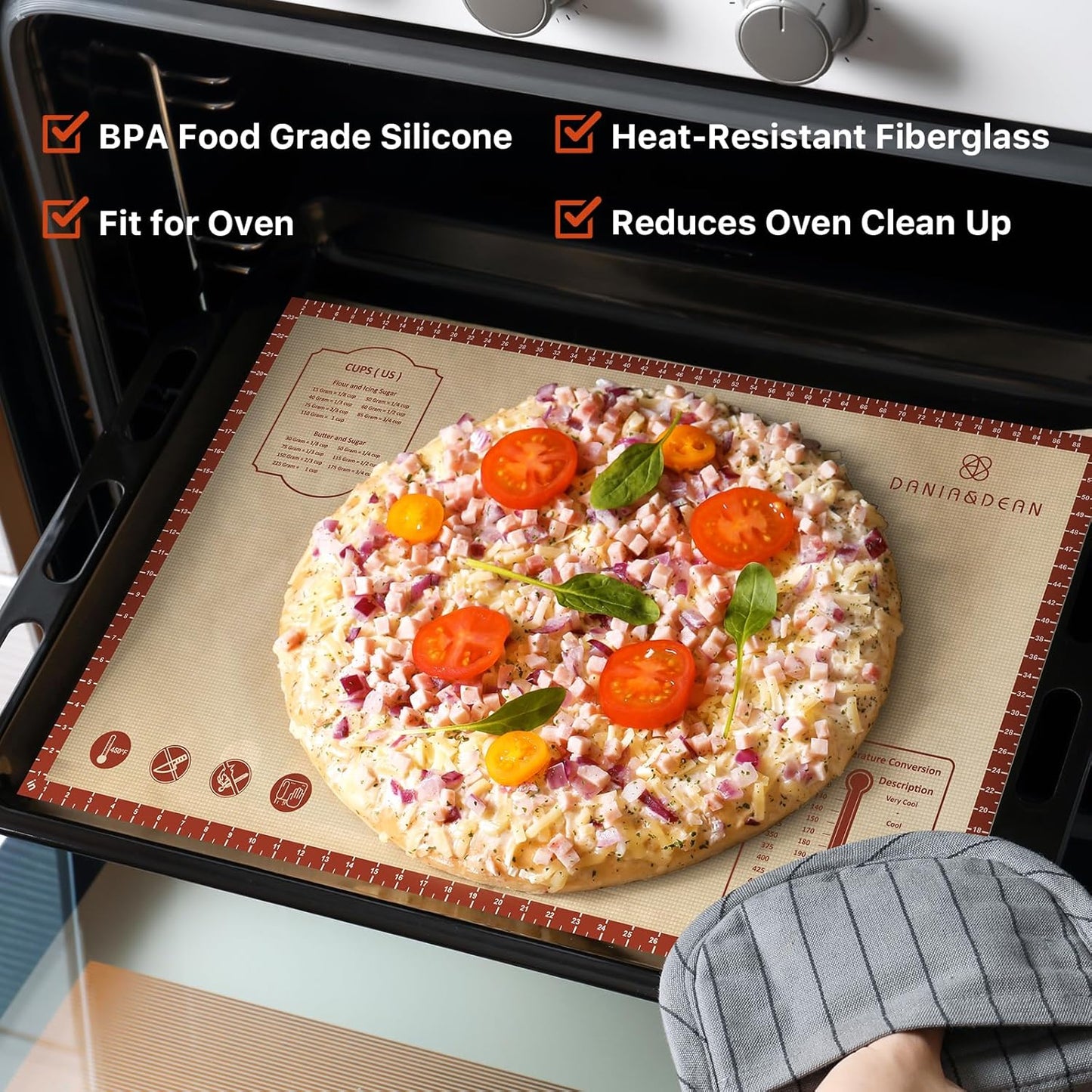 Skiennix Silicone Baking Mat - Extra Thick Non-Stick Dough Rolling Mat | 36" x 24" with Measurements