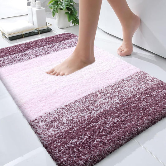 OLANLY Bathroom Runner Rug - Extra Soft Microfiber Mat | Quick Dry, Washable, 47x20, Mauve
