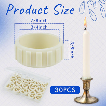 U0U Candle Grippers - 30 Pack Rubber Candle Hugger Gaskets for Taper Candles | Keeps Candles Upright, Beige