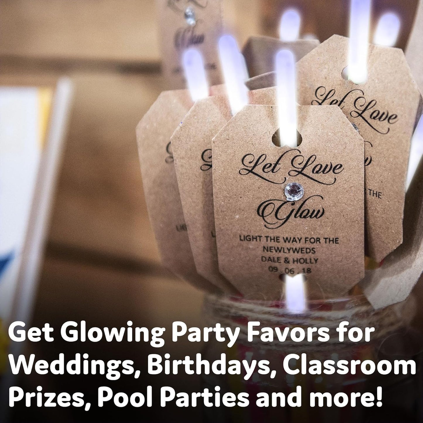 PartySticks Glow Sticks - 100 Pack of White Glow In The Dark Party Favors & Decorations