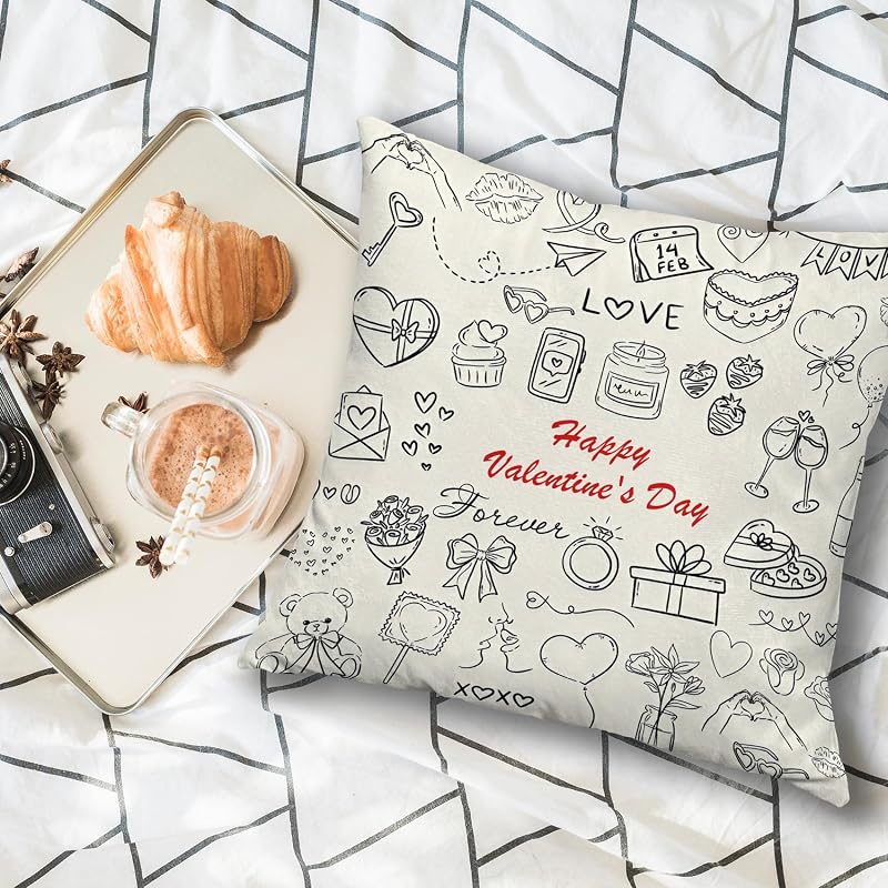 Valentine 18x18 Pillow Cover - Flannelette Heart XOXO Decorative Throw Pillow Case, Color 05