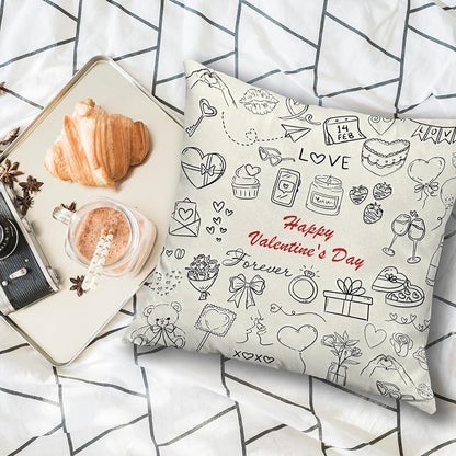 Valentine 18x18 Pillow Cover - Flannelette Heart XOXO Decorative Throw Pillow Case, Color 05