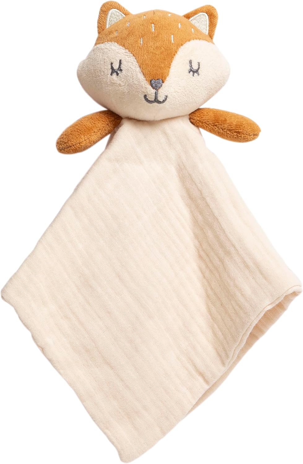 Pearhead Fox Baby Lovey - Organic Cotton Muslin Security Blanket | Soft, Breathable Snuggle Toy for Newborns 0+ Months