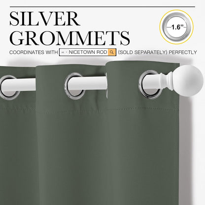 NICETOWN Blackout Curtain Panels - Dark Mallard, Thermal Insulated Grommet Drapes | 42x78 Inches for Dining Room