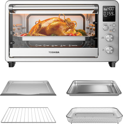 TOSHIBA ChefFry Air Fryer Toaster Oven - 26.4-Quart Capacity, Stainless Steel | Toast, Bake, Broil & Dehydrate